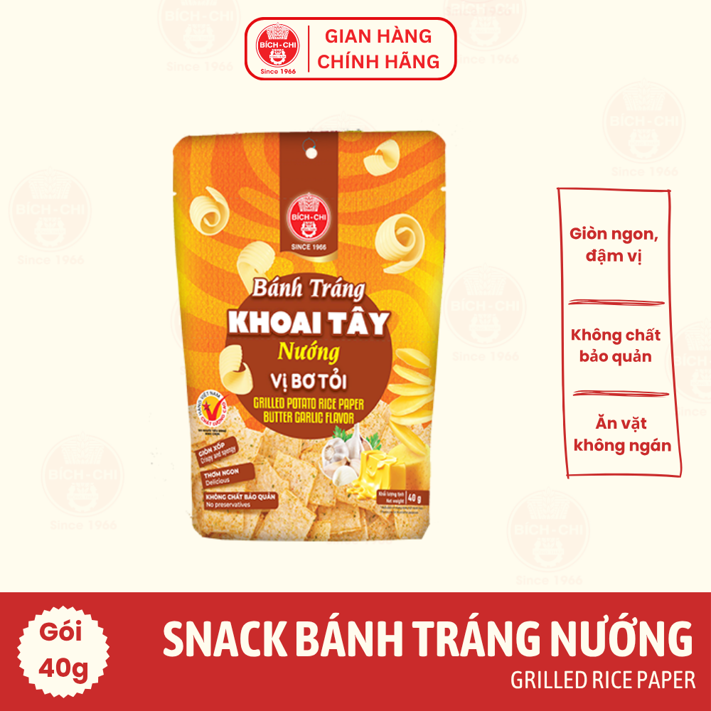 Bánh Tráng Khoai Tây Nướng - Vị Bơ Tỏi Gói 40g