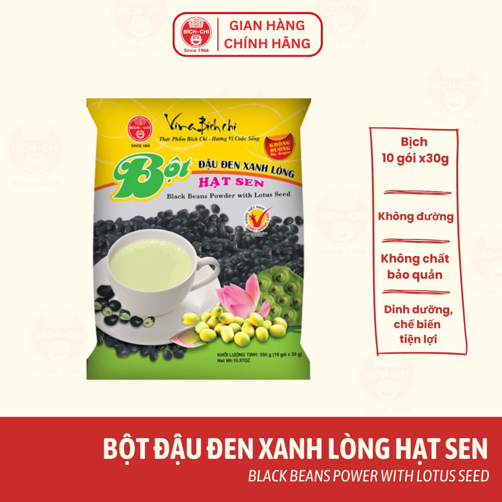 Bột Đậu Đen Xanh Lòng Hạt Sen Không Đường Gói 300g