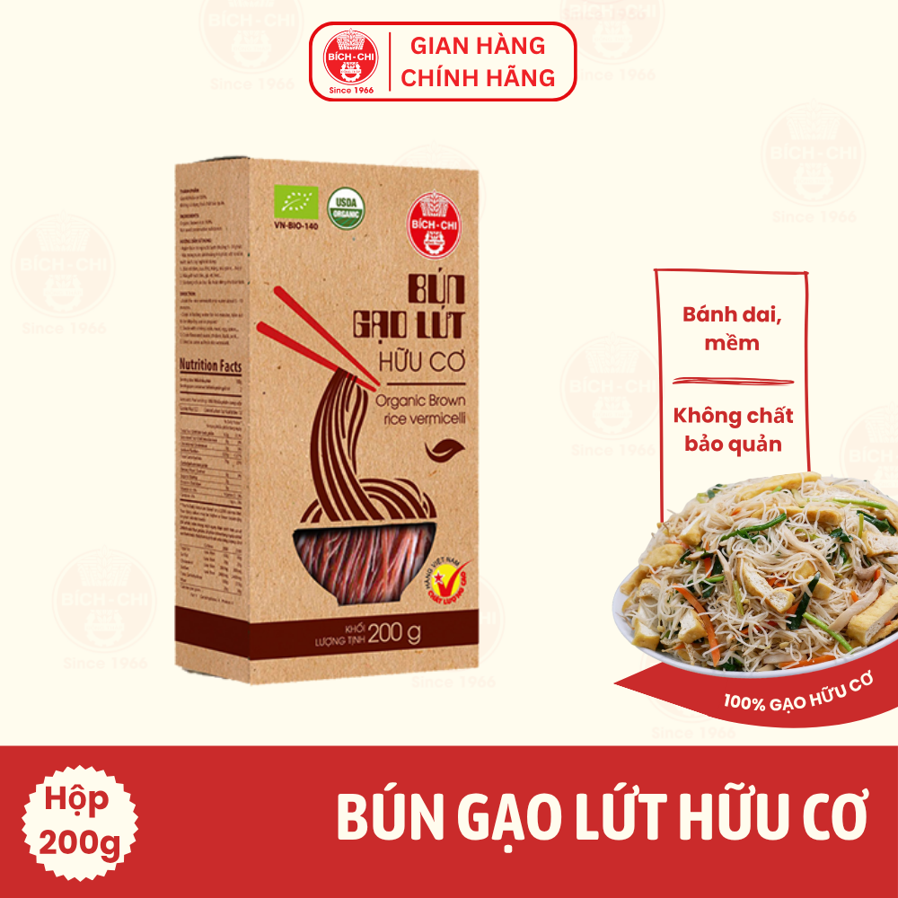 Bún Gạo Lứt Hữu Cơ Hộp 200g