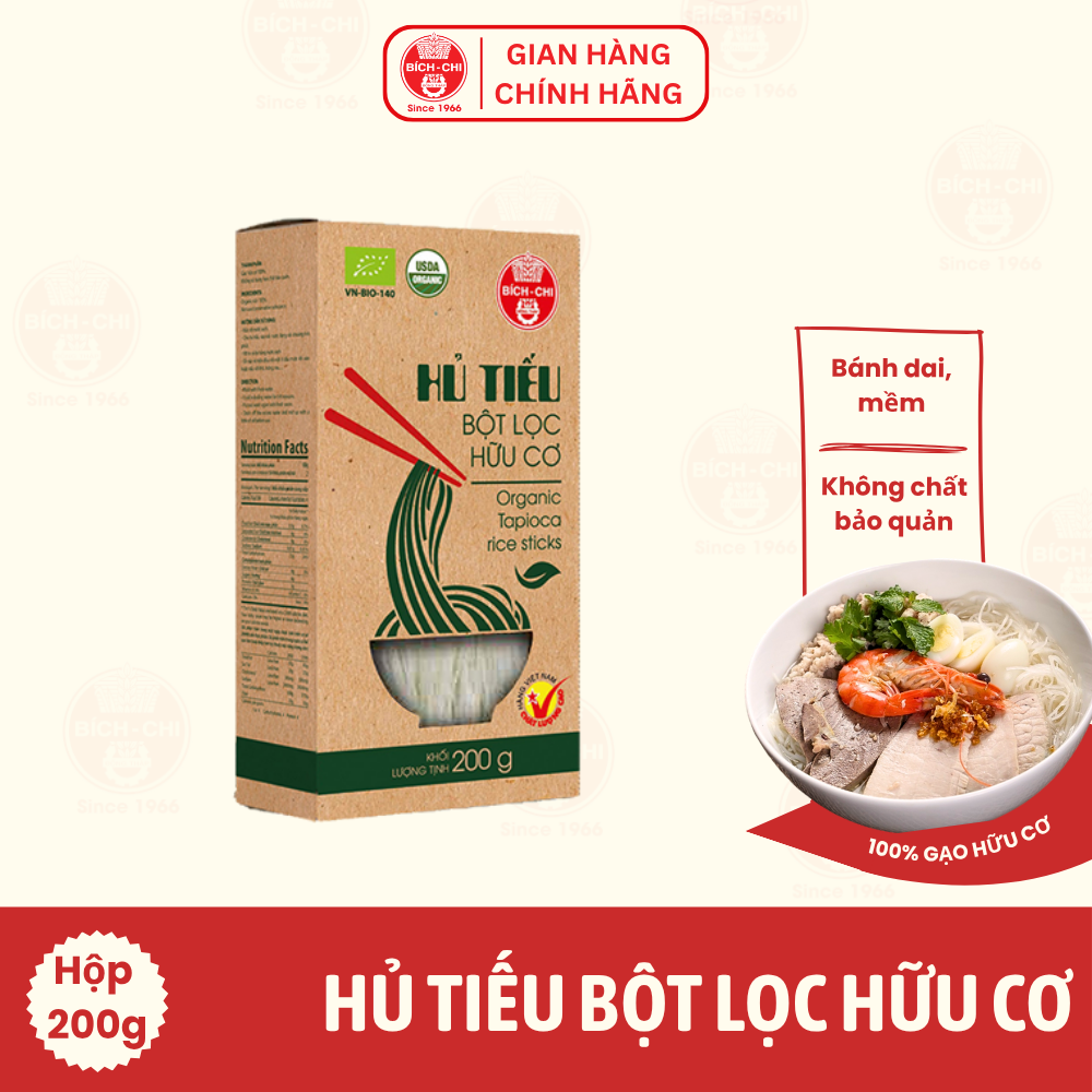 Hủ Tiếu Bột Lọc Hữu Cơ Hộp 200g