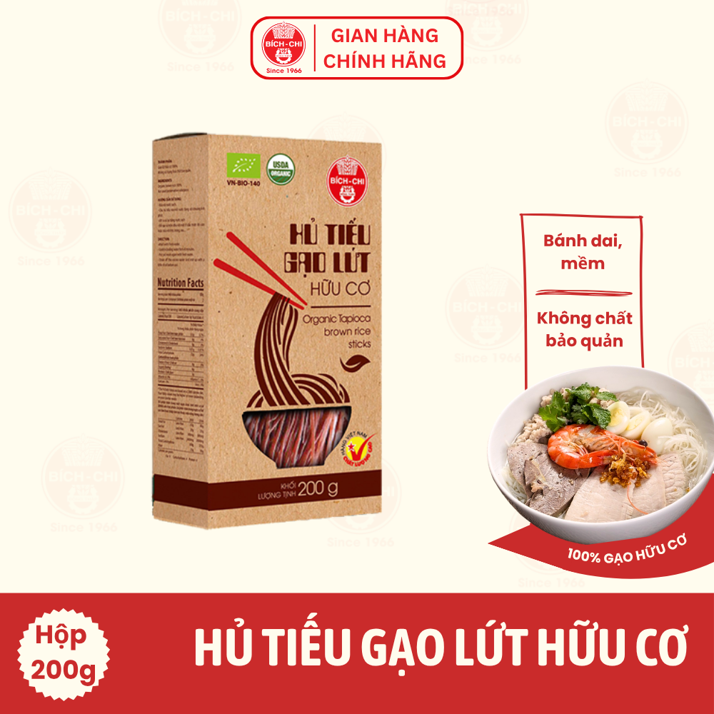 Hủ Tiếu Gạo Lứt Hữu Cơ Hộp 200g