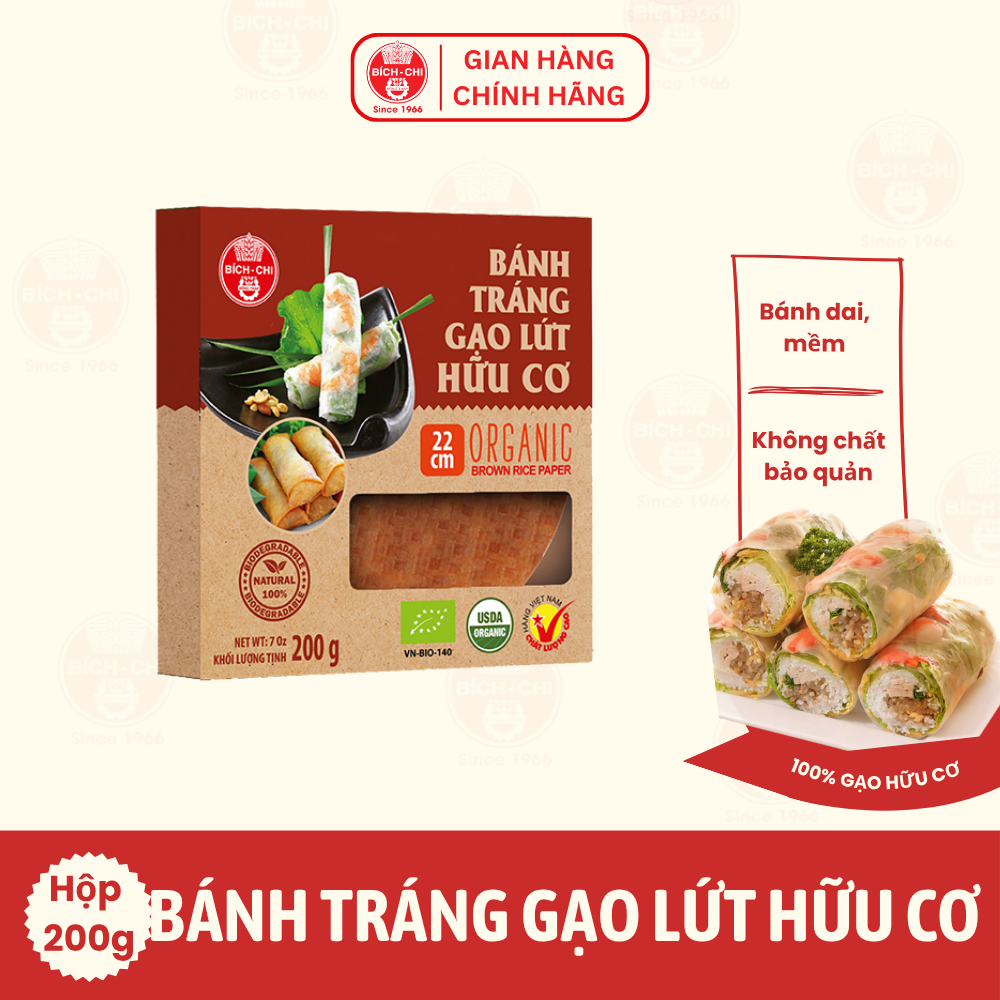Bánh Tráng Gạo Lứt Hữu Cơ Hộp 200g