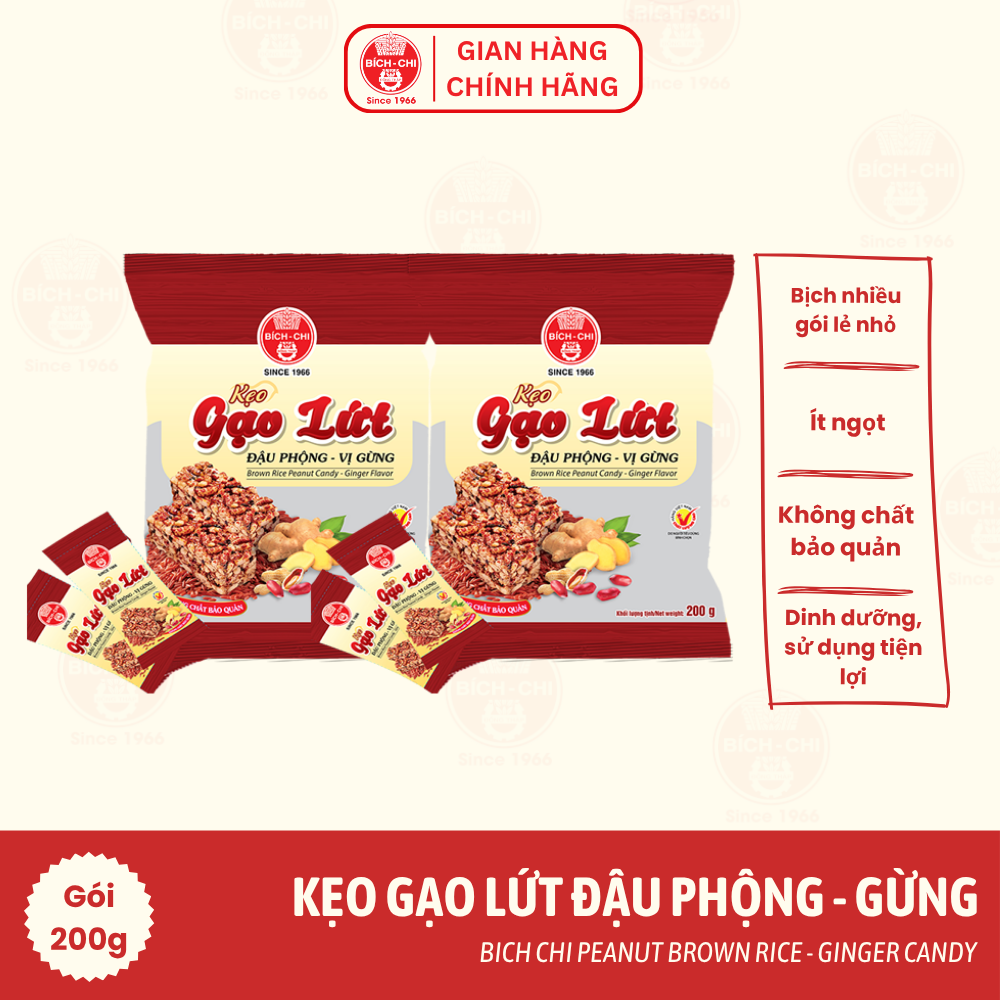 Kẹo Gạo Lứt Đậu Phộng Gừng Gói 200g