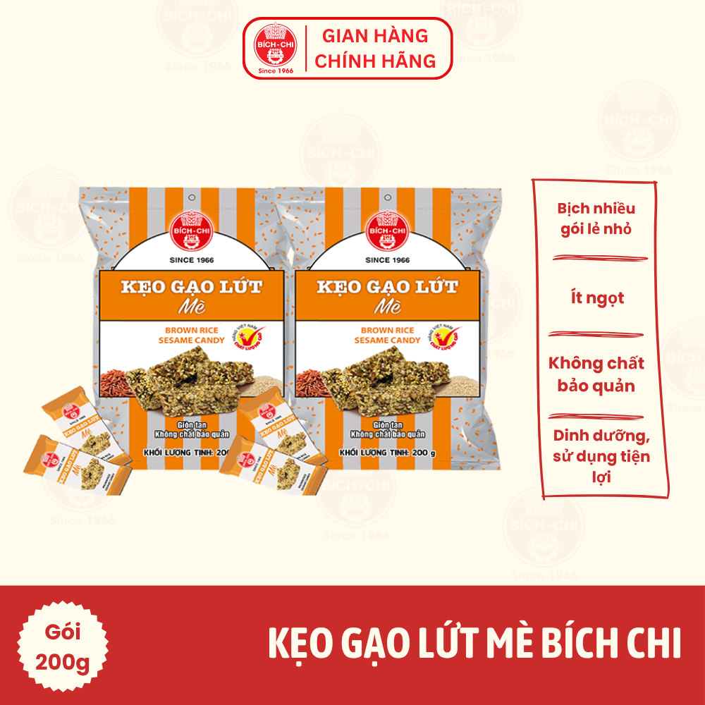 Kẹo Gạo Lứt Mè Gói 200g